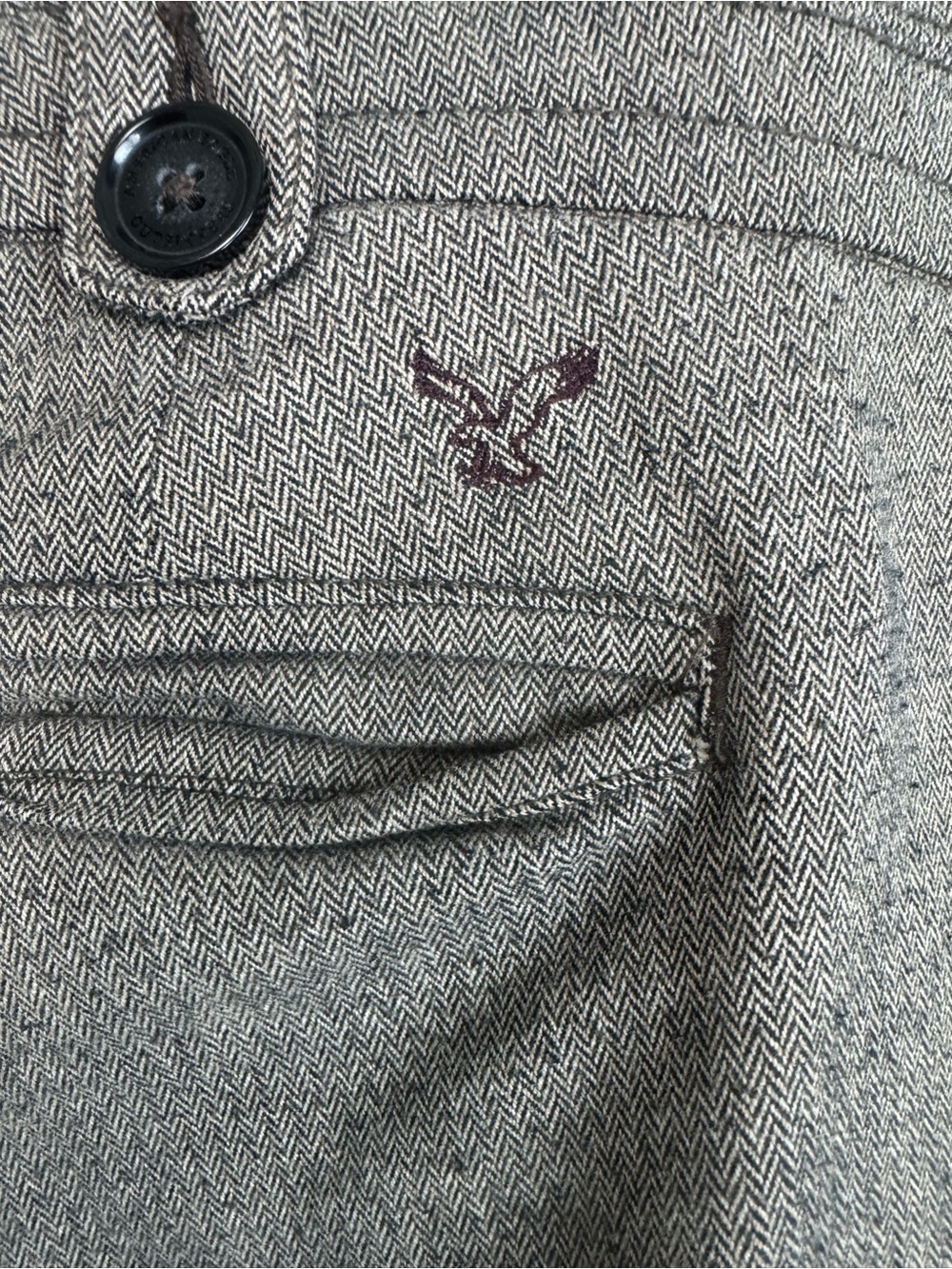 American Eagle Herringbone Bootcut Trousers | Taupe Brown Career Pants | Size 8 - Picture 5 of 7